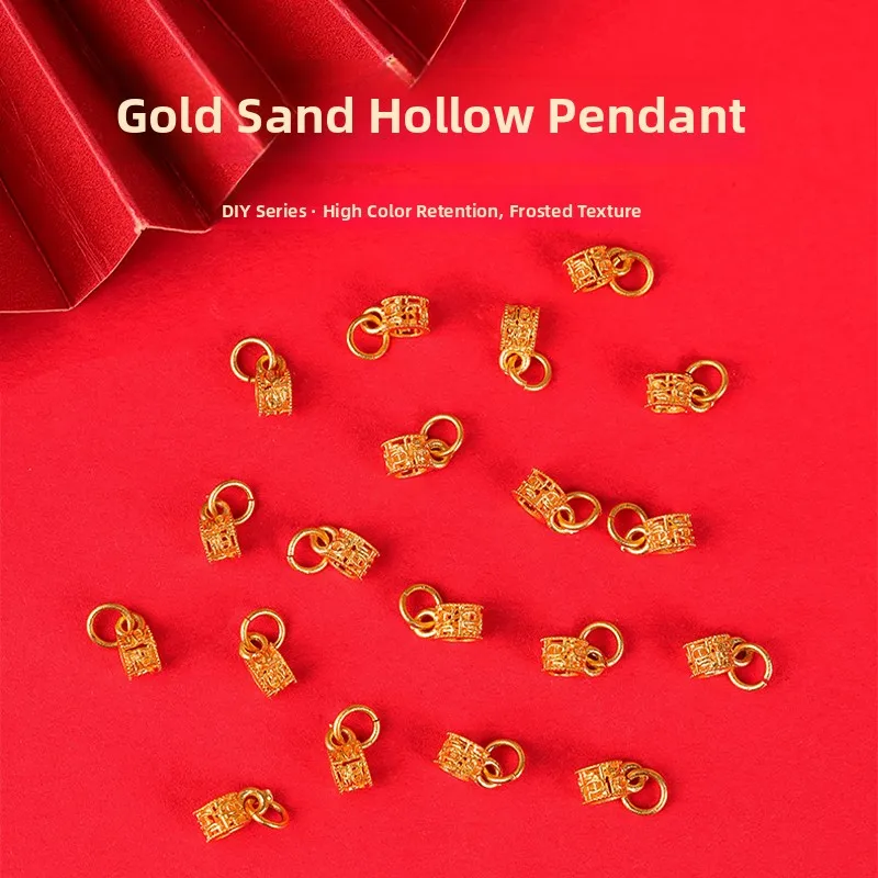 

Подвеска ручной работы с полым золотым песком, небольшой браслет-подвеска, ожерелье, ювелирные аксессуары, медное покрытие, настоящая позолоченная мода