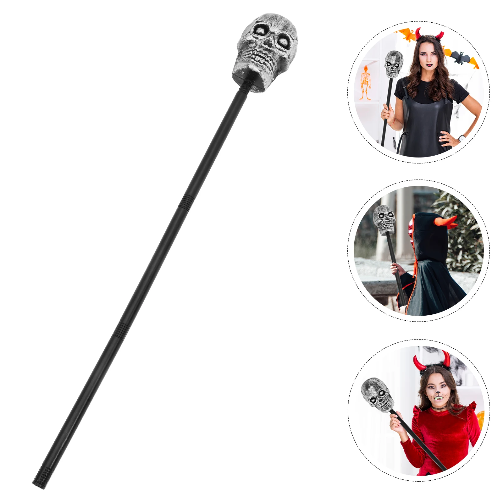 

Skull Head Walking Cane Halloween Wand Party Cosplay Prop Decorative Stick Spooky Costume Accessory Halloween Decoration Photo