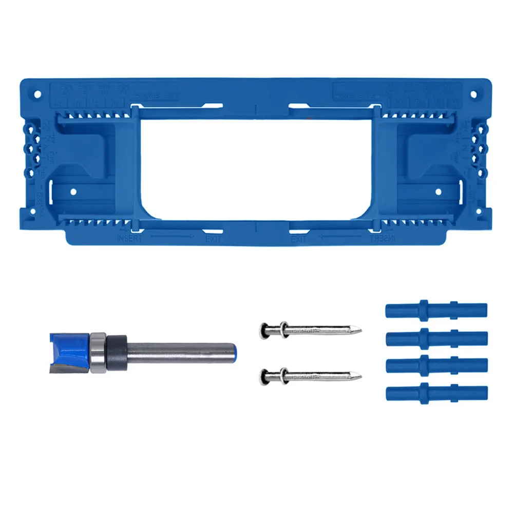 12.4*4.17 Inches Professional Door Hinge Router Template Jig Kit With Bit For Easy Mortising Installation 2-12 To 6 Inch