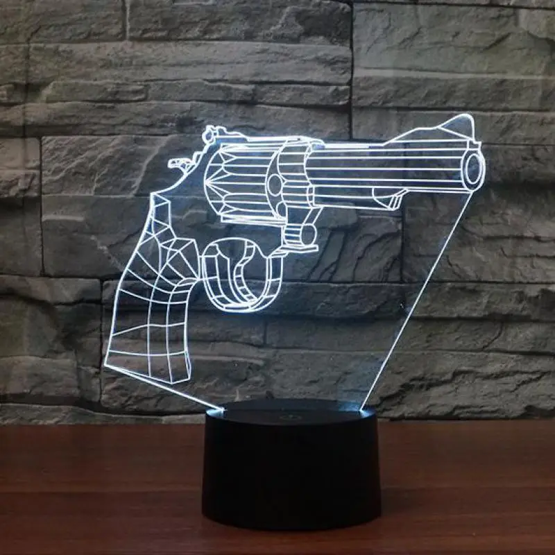 

Pistol Modeling Colorful 3d Table Lamps For Living Room Personal Gift Led Nightlight 7 Color Change Desk Lamp