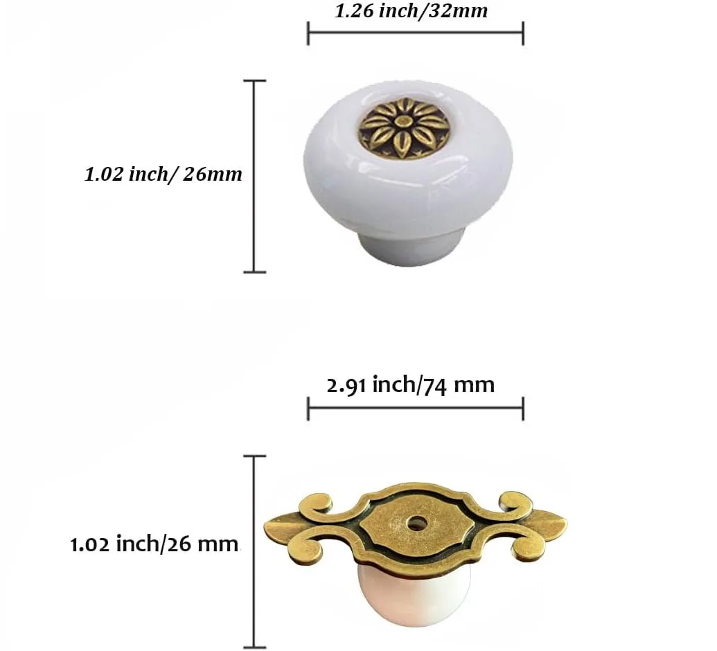 1x Classic White Porcelain/Ceramic Drawer Pull Knob Cabinet Cupboard Door Handle Knob