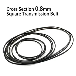 1Pcs Cross Section 0.8mm Folded Length 12-102mm Square Rubber Transmission Belt For Cassette Tape Drives Walkman Counter Belt