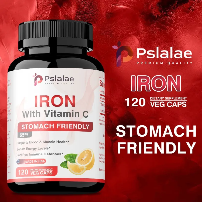 

Iron Supplement - Promotes Red Blood Cell Production and Metabolism, Supports Immune and Brain Health, and Boosts Energy Levels