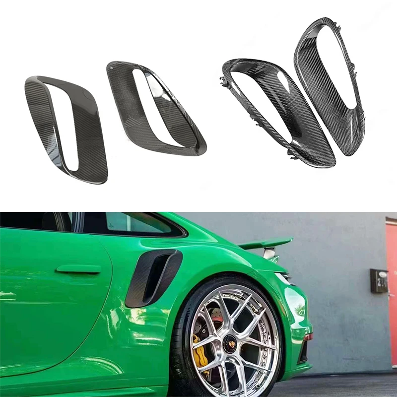 

Exclusive 2025 Customized Black Dry Carbon Fiber Rear Fender Air Inlet for Porsche 911 992 Turbo 2019-2023 Body Parts