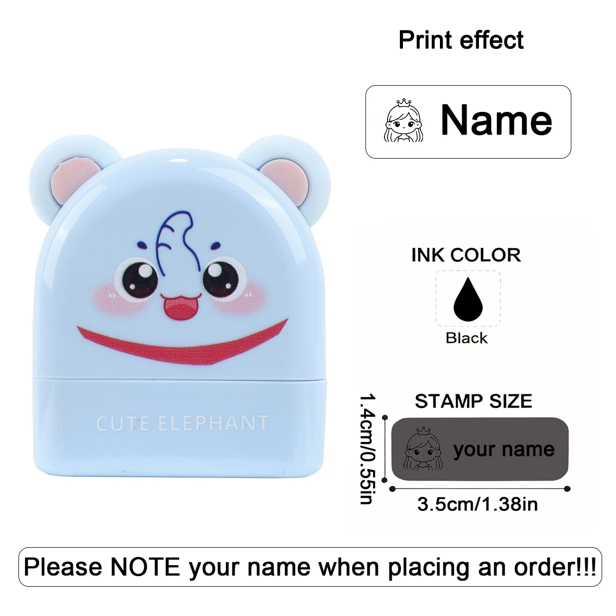 Personalisierter Niedlicher Namensstempel Wasserfester Kleidungsanhänger für Kinder Selbstfärbender Stempel für Kindergarten-Schultaschen Individueller Stempel