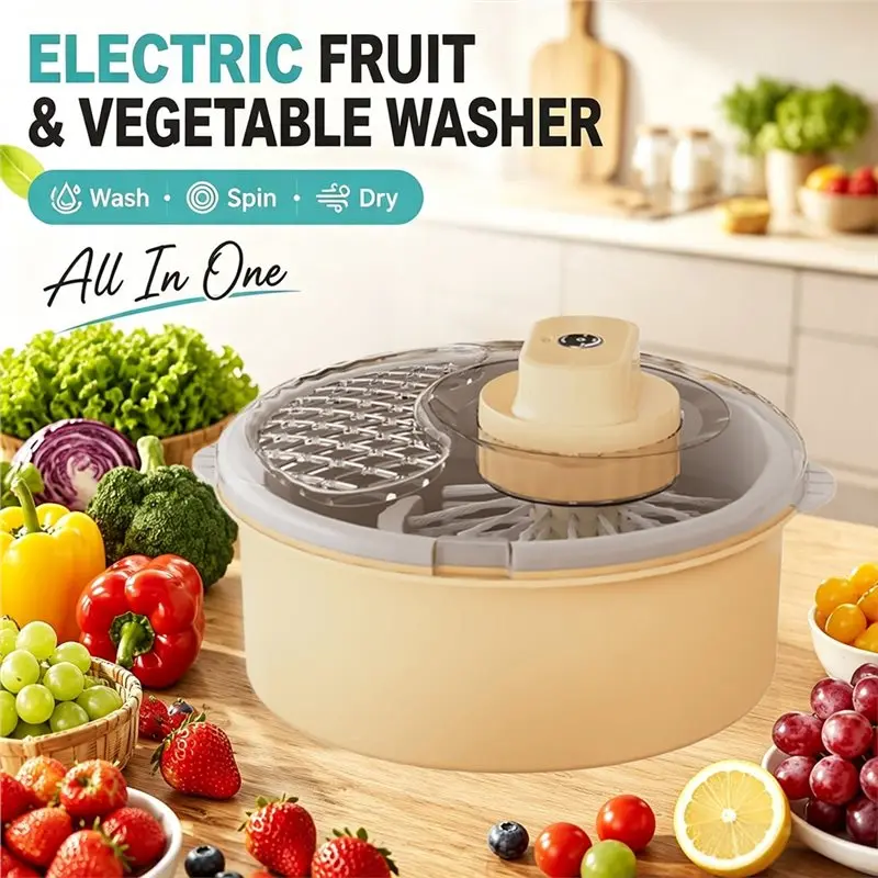 ABKP-Salad Spinner And Produce Washer Electric Fruit Washer For Electric Fruit Cleaner One-Touch Produce Washing Drying B