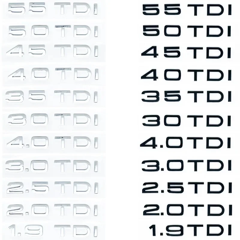 3D ABS Letters 2.0TDI 2.5TDI 3.0TDI 35TDI 40TDI 45TDI 50TDI Emblem for Audi A1 A3 A4 A5 A6 A7 A8 Q2 Q3 Q5 Q7 Car Trunk Sticker