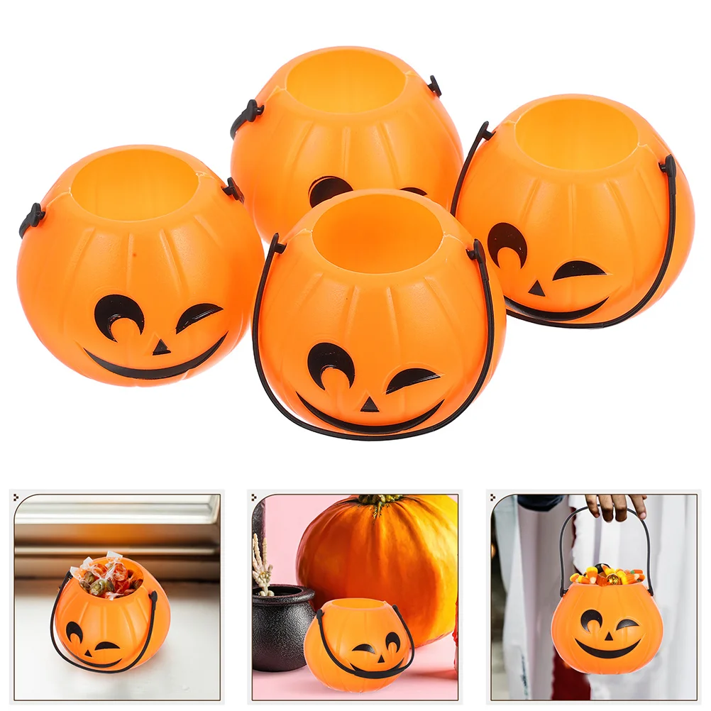 

6pcs Mini Handheld Pumpkin Buckets For Halloween Trick Or Treat Portable Candy Storage Party Favors Small Treat Pails