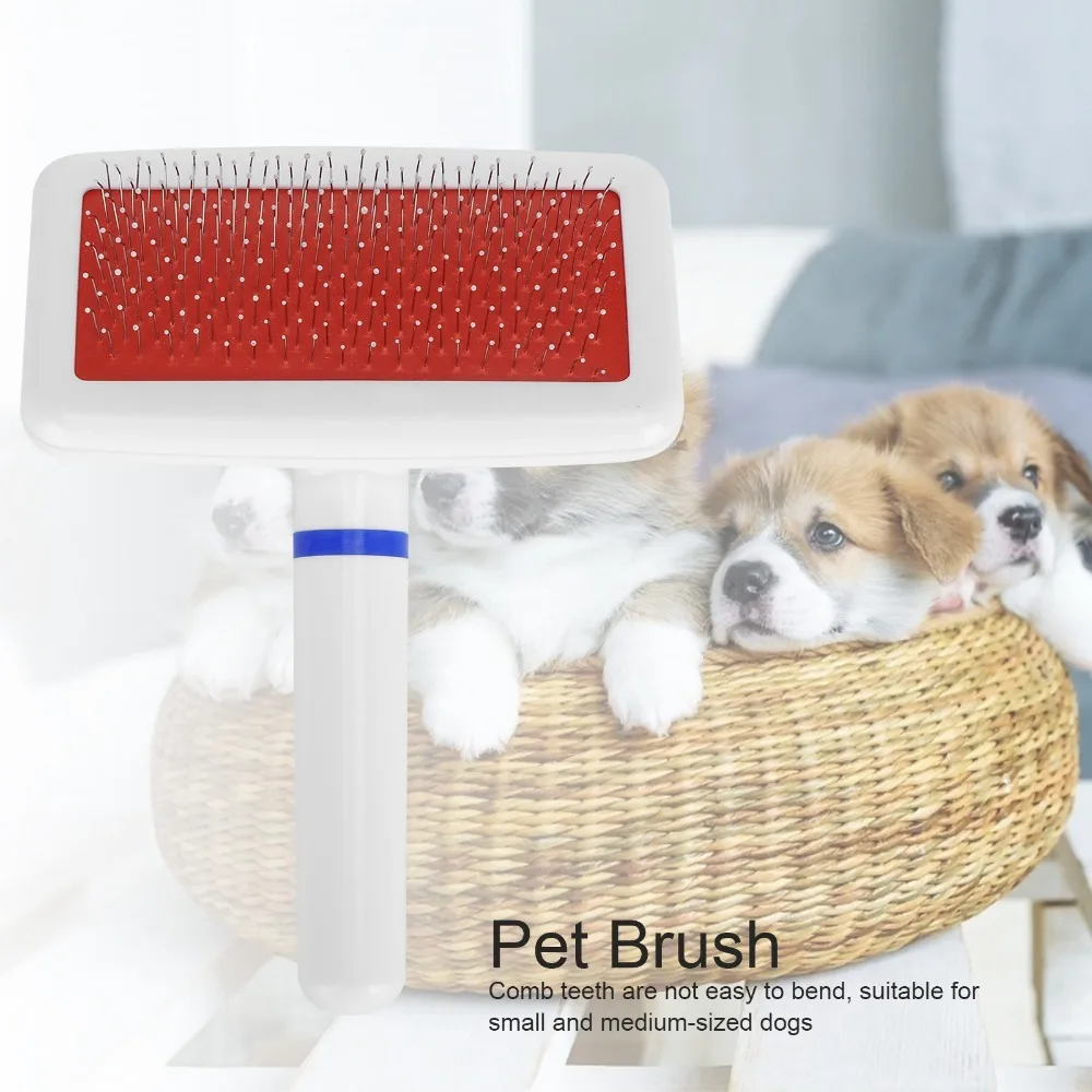 Smooth Metal Pins Pet Pin Brush Plastic Curved Frame Massage Nodules Dog Grooming Comb White Air Cushion Compact Body
