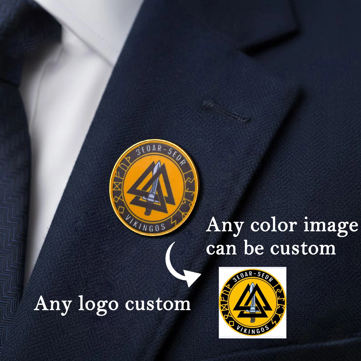 Insignia con Logotipo Personalizado en Cualquier Forma, Colores, Impresión de Patrones, Broche de Acero Inoxidable, Emblema Personalizado de Empresa, Joyería de Cumpleaños