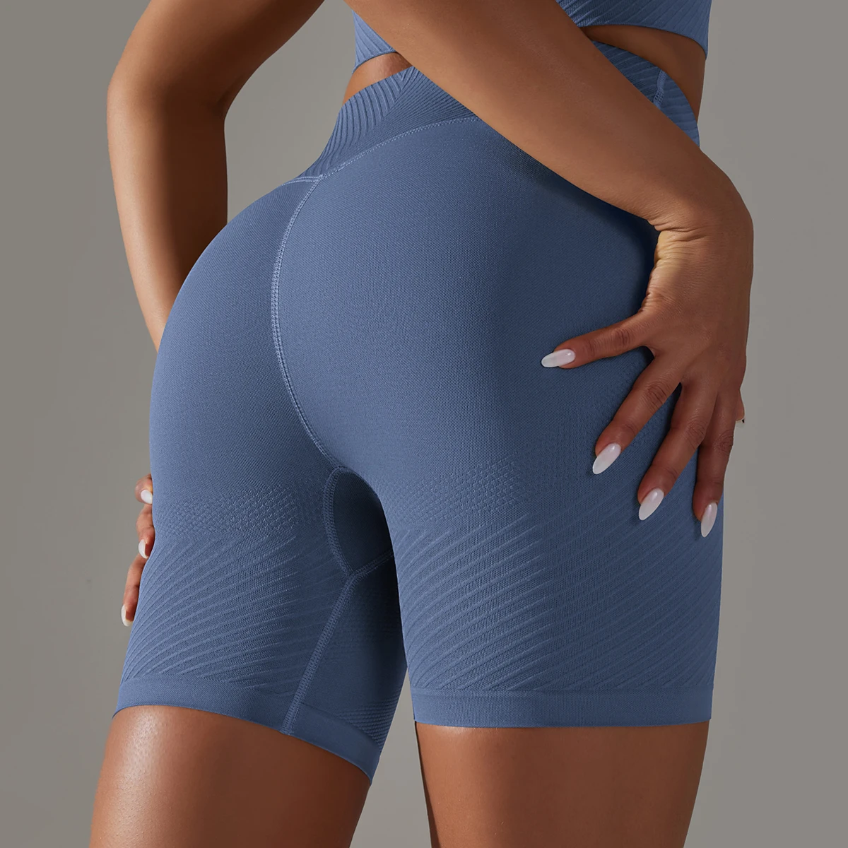 Yoga Shorts High Waist Tummy Control Stripe Fitness Scrunch Leggings Shorts Gym Squat Proof Shorts Seamless Workout Shorts