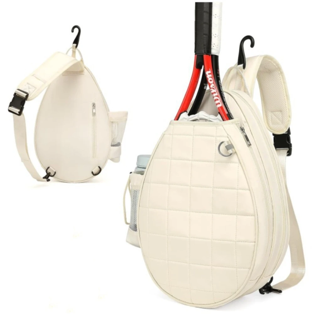 Crossbody Tennis Racket Bag Adjustable with Water Bottle Holder Tennis Crossbody Bag Comfortable Straps Large Capacity