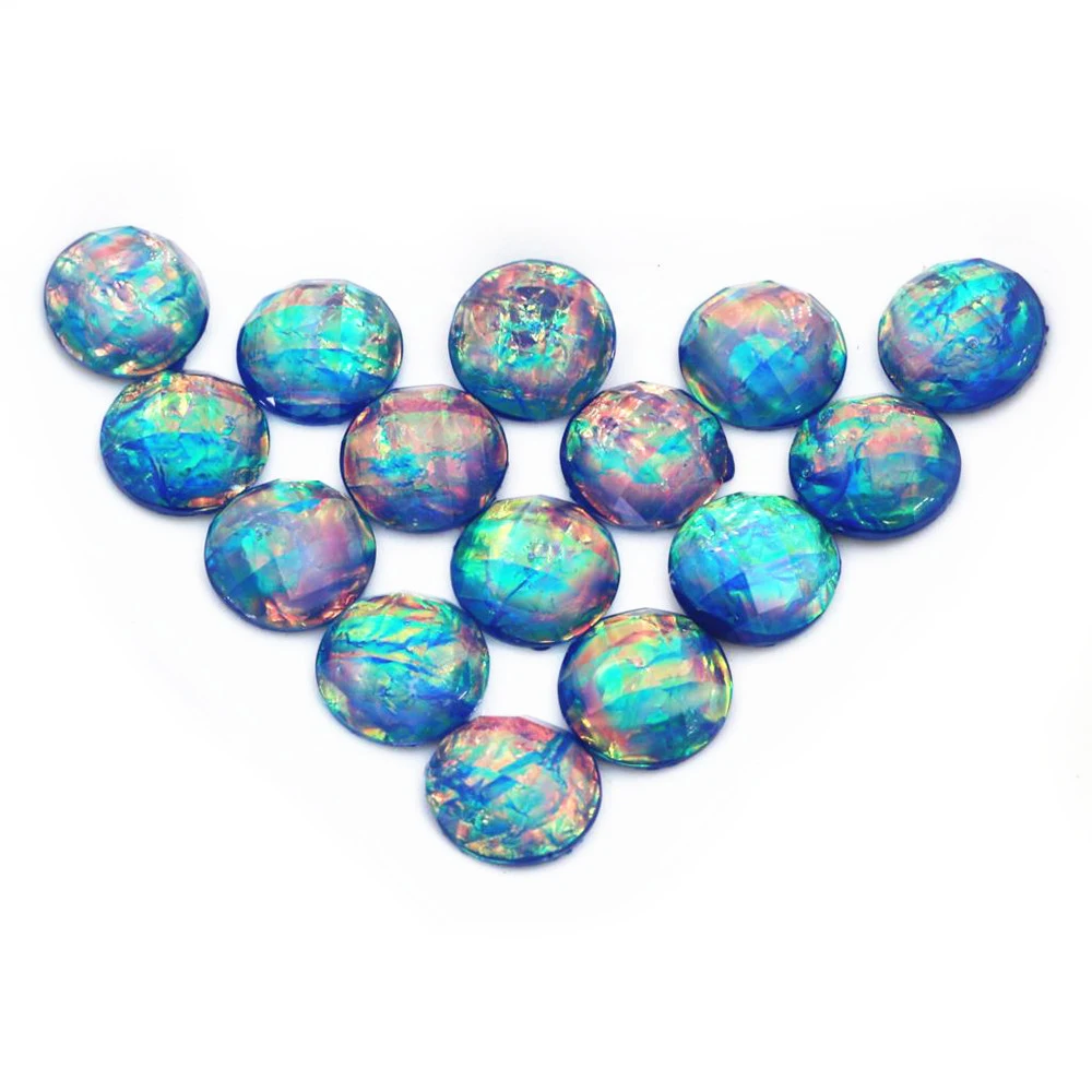 New Fashion 40pcs 12mm Blue Color Tangent plane Built-in metal foil Flat back Resin Cabochons Cameo DIY Jewelry Findings Dome