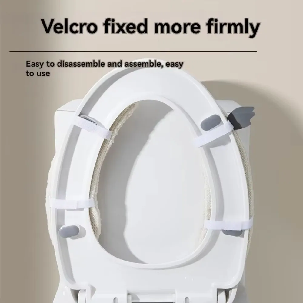 Warm Cartoon Self-adhesive Toilet Seat Cover Washable Toilet Seat Cushion Thickened with Lifter Toilet Seat Pad