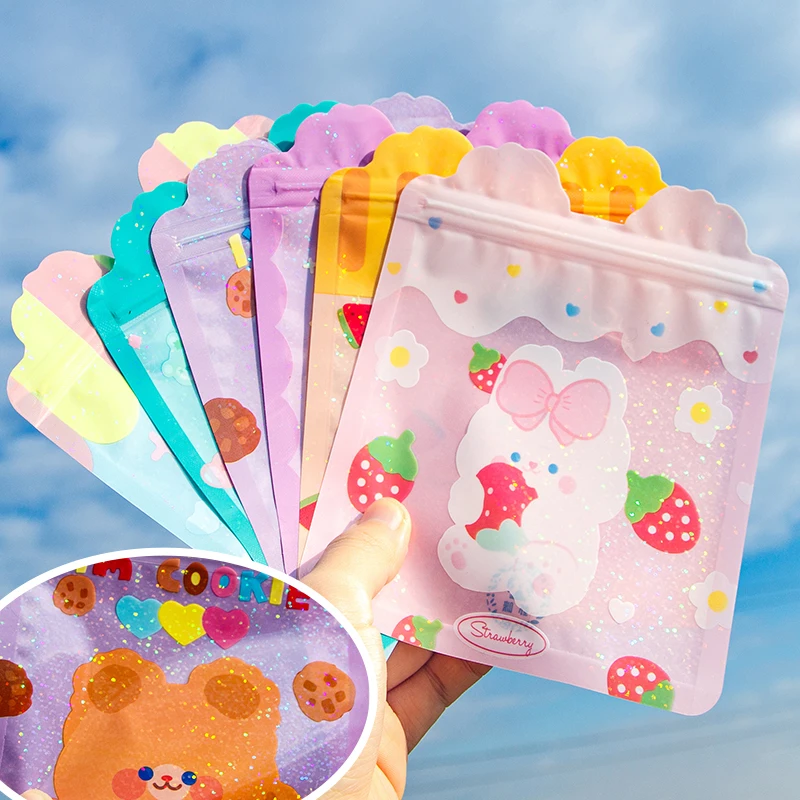 

50pcs Candy Snack Packaging Ziplock Bags Cute Small Kids Cartoon Plastic Sealed Food Storage Clear Package Bags