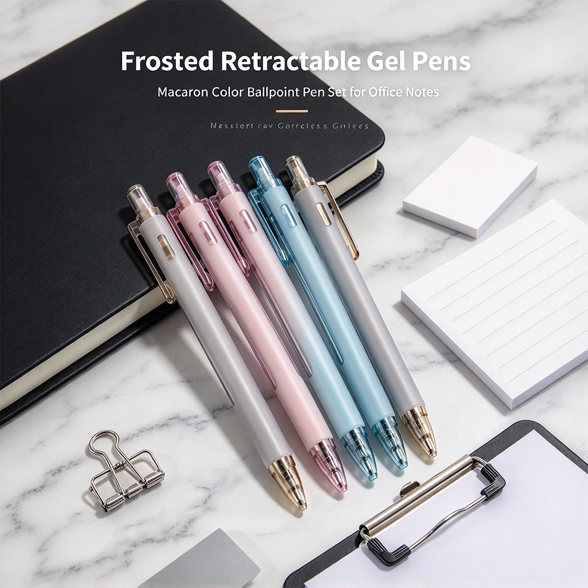 Matte retractable neutral pen set, click neutral pen, suitable for smooth writing in offices and diaries with a 0.5mm pen