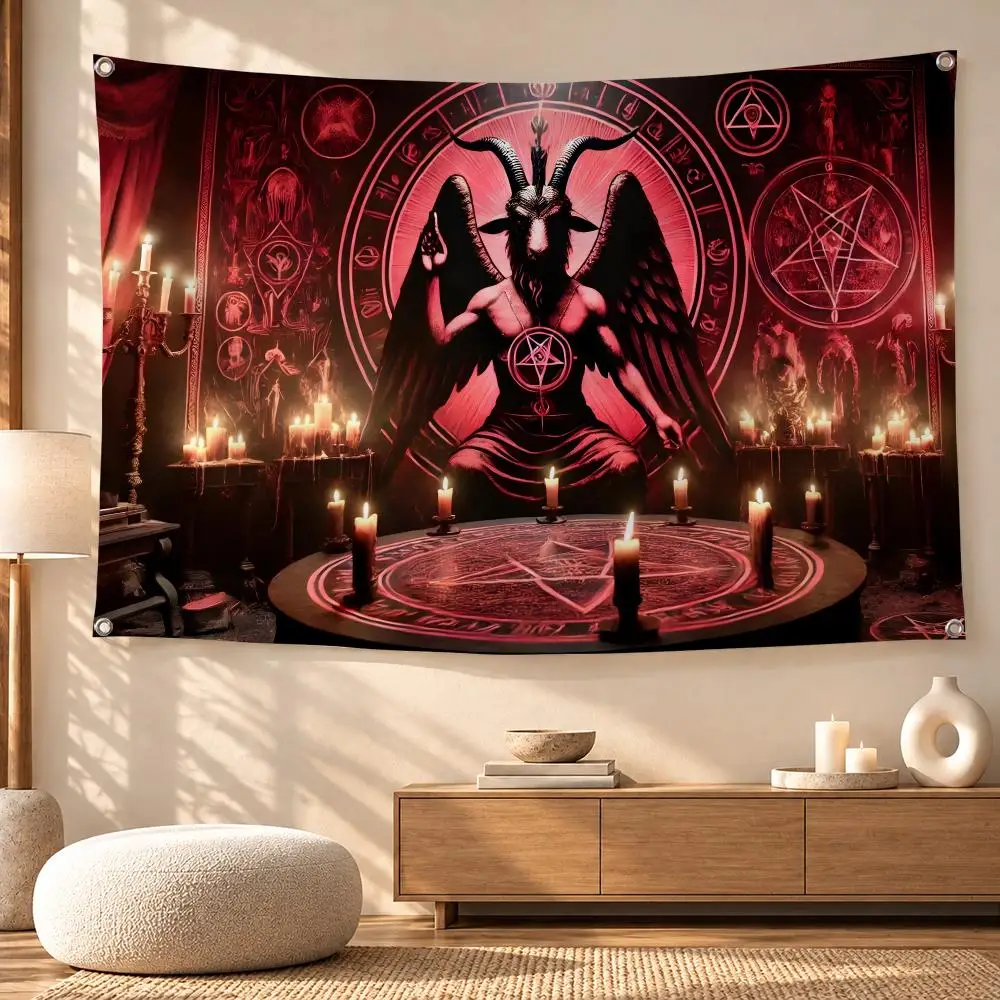 Gothic Satanic Occult Symbols Art Flags Festive Decorative Banner for Camping, Family Parties & Garden Wall Decor, Great Gift
