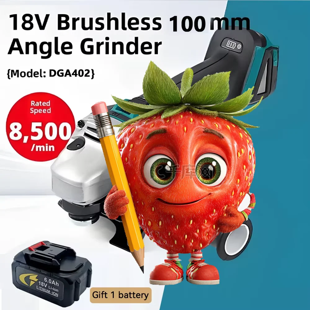 

New DGA402 100mm Brushless Lithium Electric Angle Grinder 18V Rechargeable Cutting Machine High Power Machine Power Tool