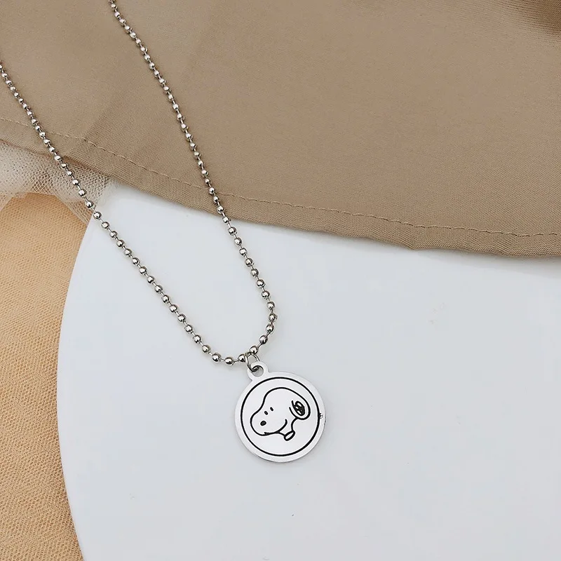 

Snoopys Necklace Titanium Steel Non-fading Long Necklace Women Trendy Personality Couple Sweater Chain Men Cartoon Accessories