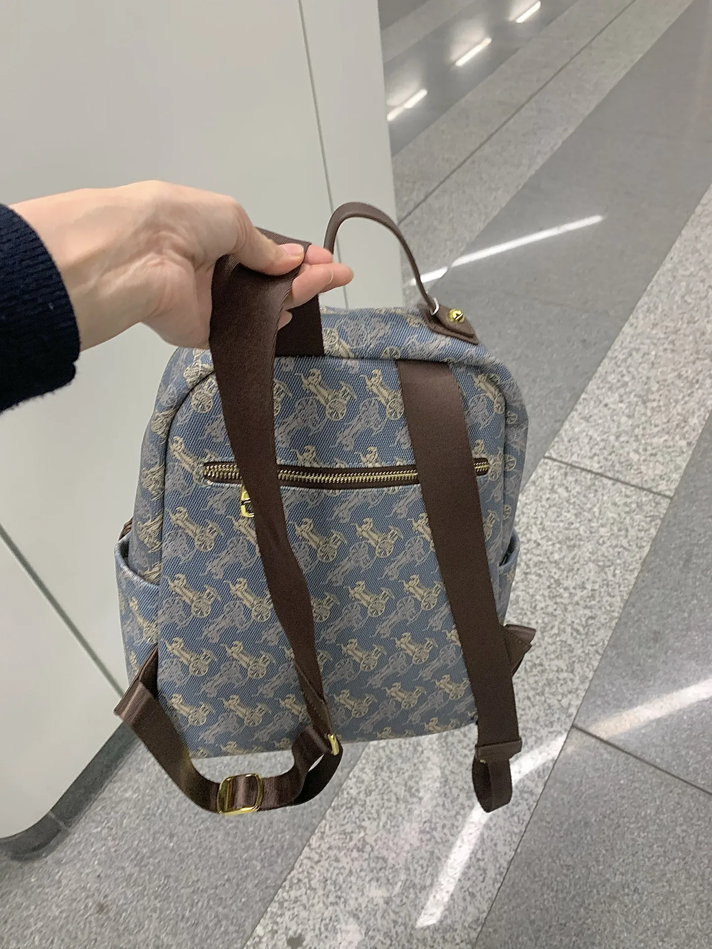 ciyah-women's-large-capacity-backpack-vintage-print-student-bag-fashionable-high-end-feel-carriage-blue-2026-new-model