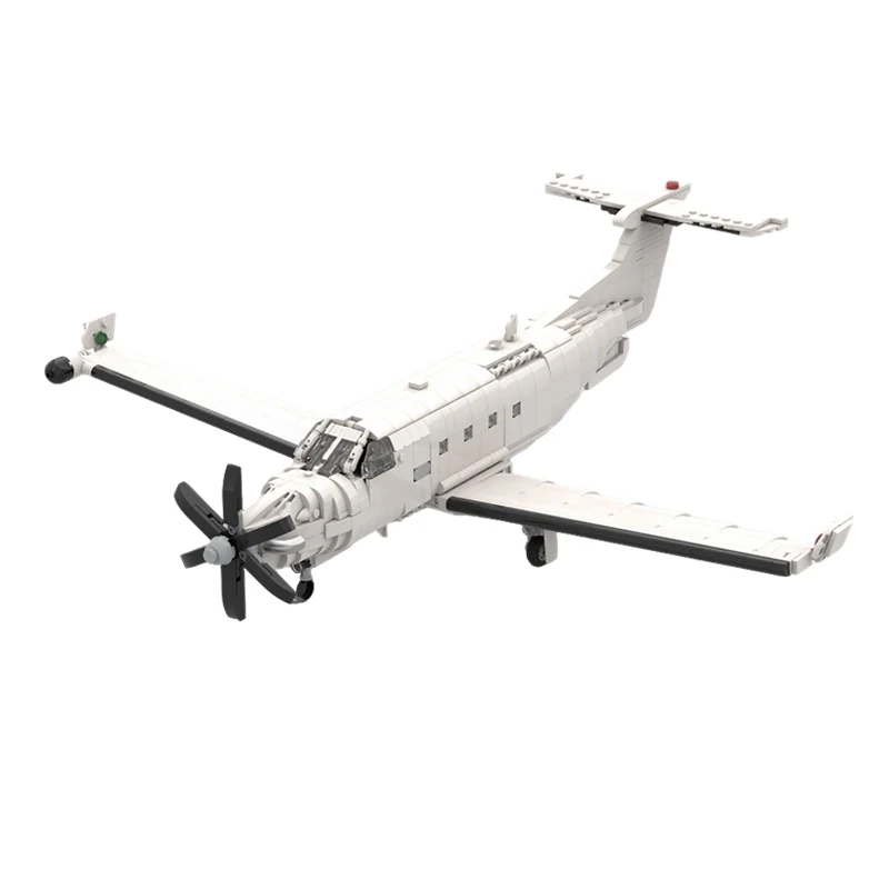 PC-12 Commuter Aircraft Model MOC Building Bricks War Equipment Modular Technology Gifts Holiday Assemble Children Toys Suit
