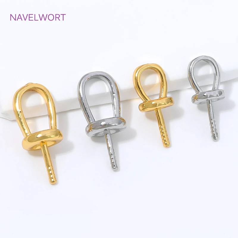 18K Gold Plated Brass Bails with Pearl Mounting,Pendant Holder Connetor,Accessories For Pendants,DIY Jewelry Making Findings