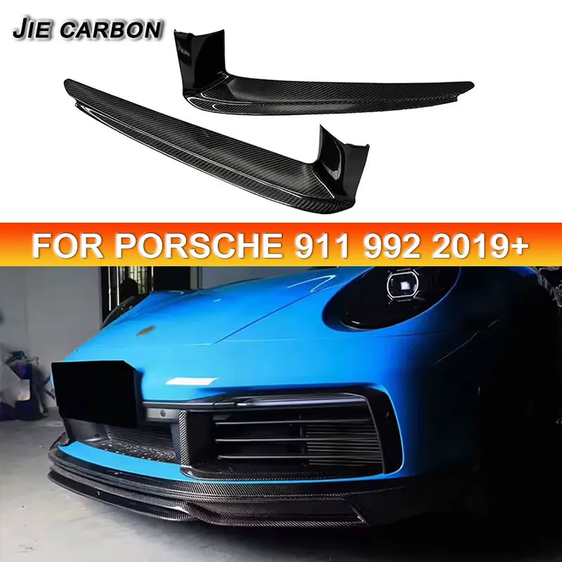 For Porsche Carrera 911 992 2019+ Carbon Fiber Car Front Bumper Fog Light Cover Wing Exhaust Outlet Splitter Fascia Accessories