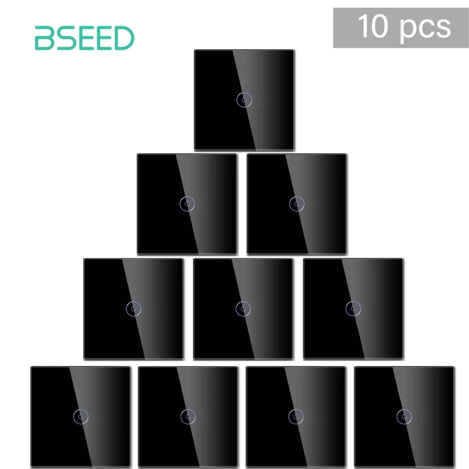 BSEED WIFI Smart Light Switch Tuya Smart Life 1/2/3 Gang APP Multi-Control Trap Schakelaar Met Neutraal Blauw Achtergrondverlichting Glazen Paneel