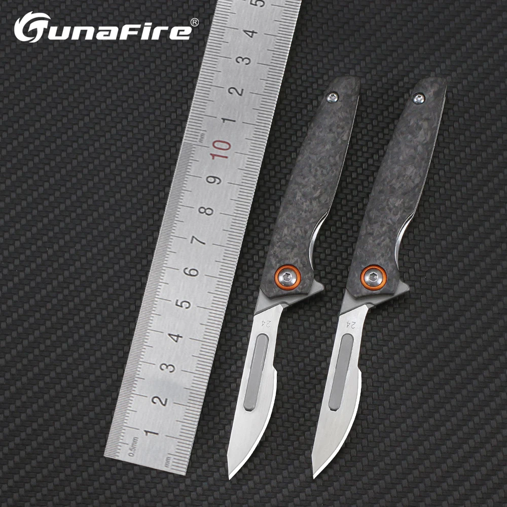 Tunafire Portable Scalpel Folding Knife Carbon Fiber Surgical Mini Knife Survival Self defense Unpacking Small Knives Box Cutter