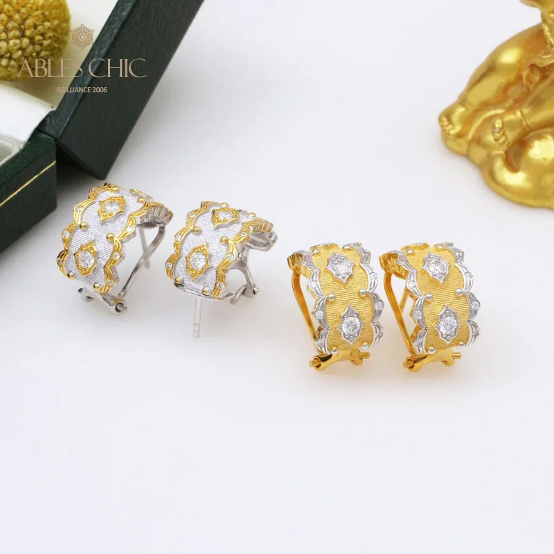 Boucles d'oreilles créoles étoiles CZ en tissu soyeux doré 18 carats pour femmes, argent regardé 925, large clip, boucles d'oreilles de mariage Renaissance, C11E4S25397