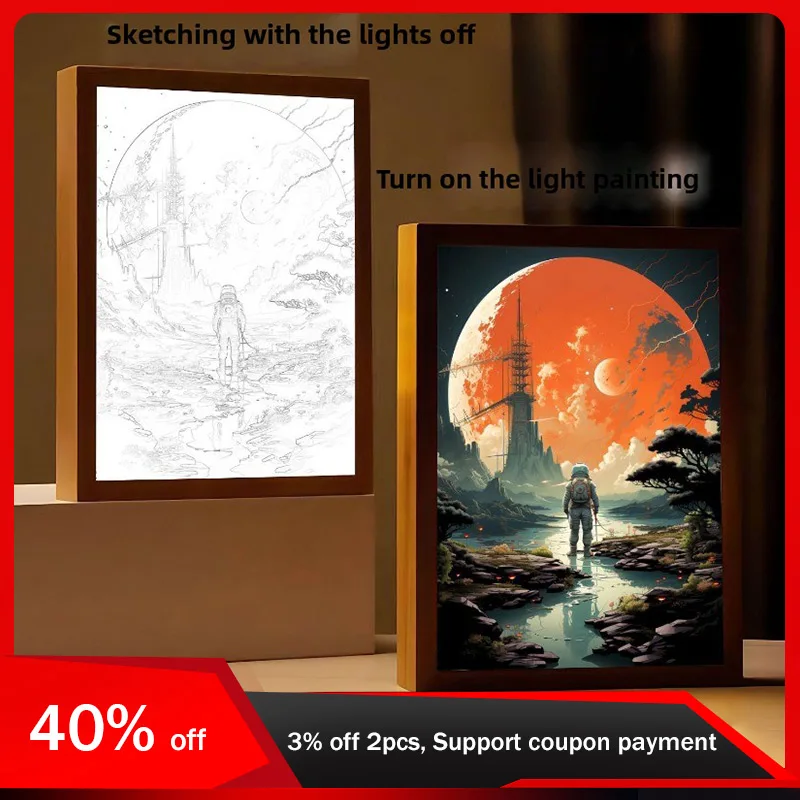 

22cm/8.66in 3D Light Painting Rad Gravity Astronaut Night Lamp Cartoon Acrylic LED Party Supplies Collectible Bedroom Decoration