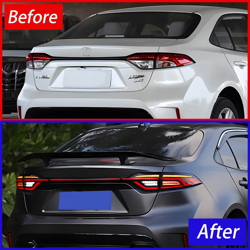 Zestaw tylnych świateł LED w stylu Porsche do Toyoty Corolla Levin, roczniki 2019-2023, nowe, 12V, z efektem uruchamiania, akcesoria tuningowe.
