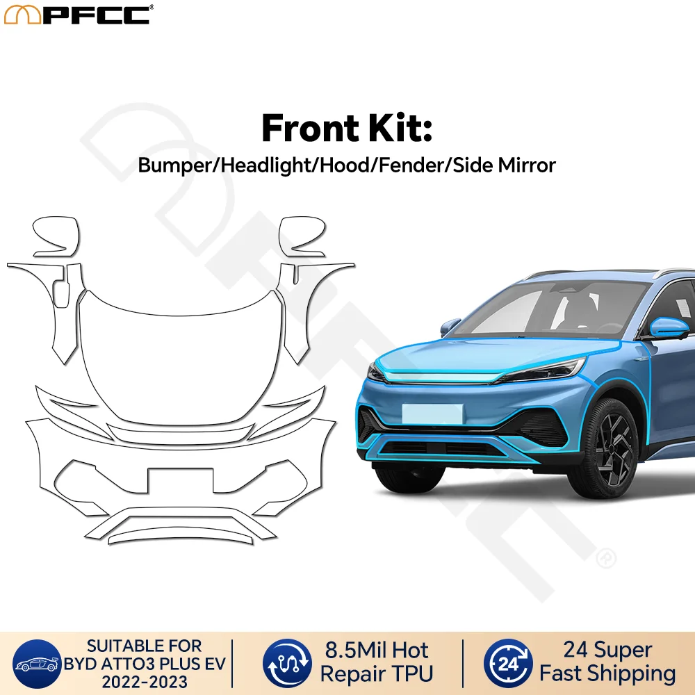 

Защитная пленка из ТПУ/ППФ для кузова, прозрачная, глянцевая, самовосстанавливающаяся, для переднего капота и крыльев, комплект для BYD ATTO3 Plus EV 2022