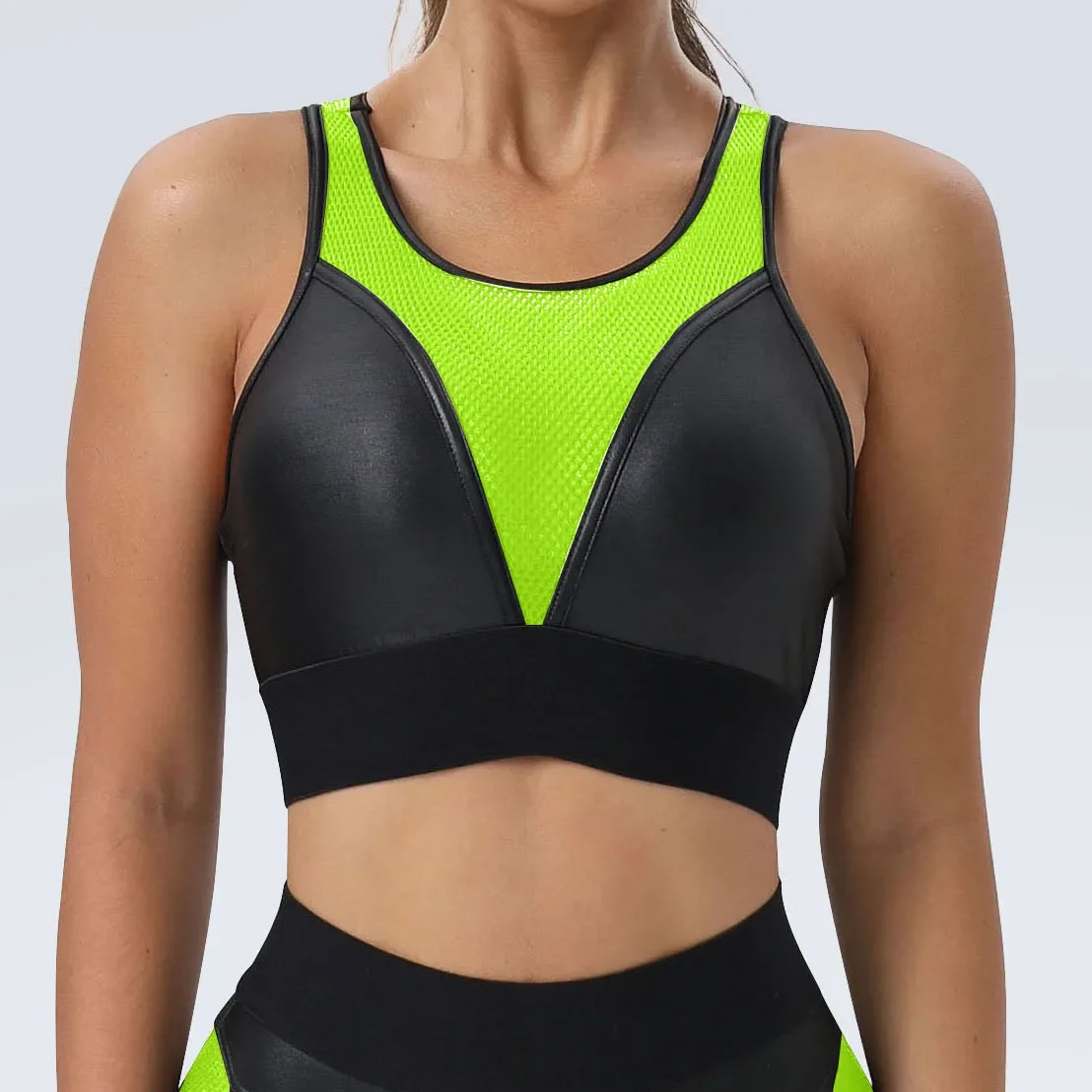 Sexy Mesh Patchwork Sport Bra Women's Underwear Sportswear Yoga Jogging Top with Cups Ladies Gym Fitness Training Active Bra