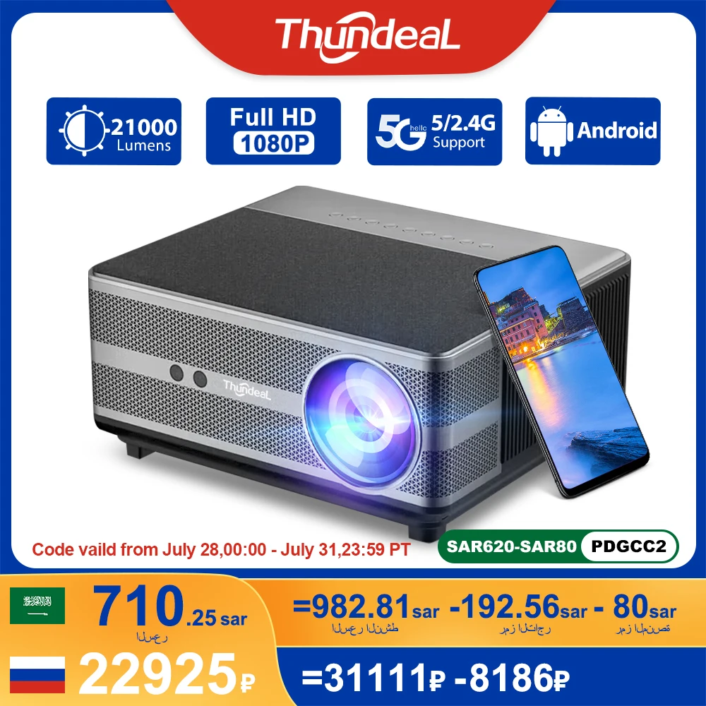 

ThundeaL TD98 1080P Full HD Projector LED 4K WiFi Android Projector Auto Focus TD98W PK DLP 3D Video Smart Home Theater Beamer