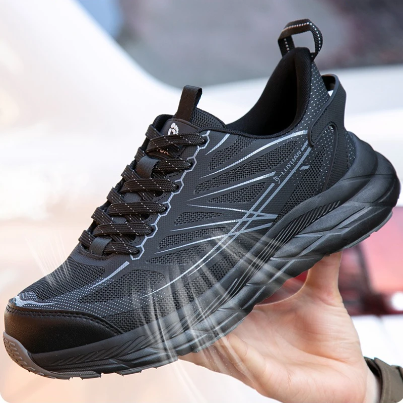 

industrial safety tennis shoes for men anti smash steel toe boots woman safety for work puncture proof ultra-light safety shoes