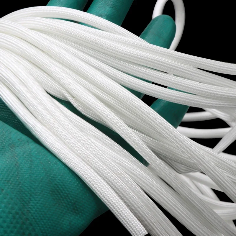 Tubo de fibra de vidrio de alta temperatura, funda trenzada de fibra de vidrio químico, Protector de tubo de alambre suave, color blanco, 1mm ~
