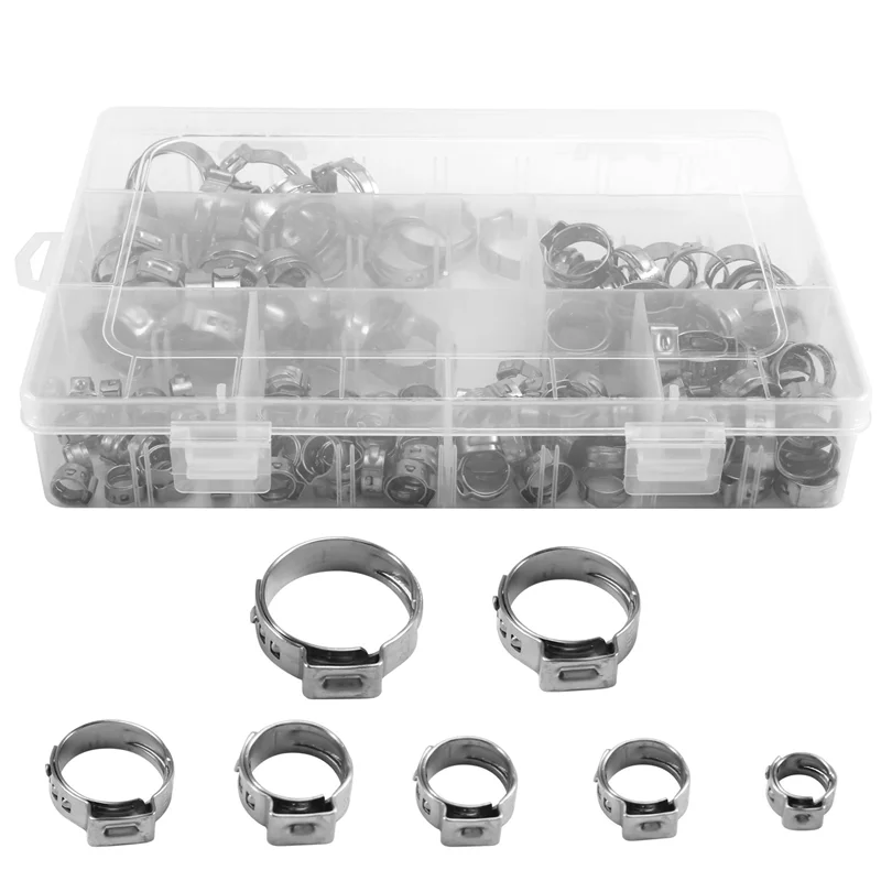 A59Z-130PCS Cerchio a orecchio singolo continuo con fascetta stringitubo in acciaio inossidabile da 5,8-21 mm adatto per il collegamento del tubo
