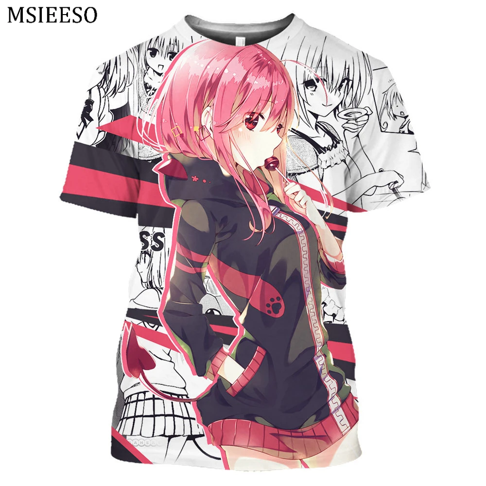 MSIEESO To Love Ru Printed T-Shirts Momo Belia Deviluke Eve Cospaly Tshirts Tops Men Cool Summer Tees Funny Streetwear T Shirt