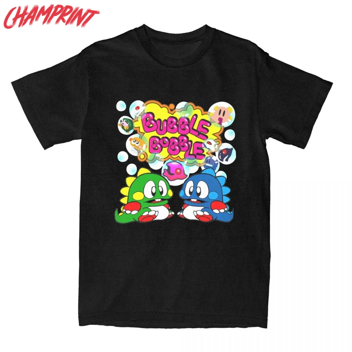 Bubble Bobble Game Men T Shirt Funny Tee Shirt Short Sleeve O Neck T-Shirt 100% Cotton Gift Idea Clothing