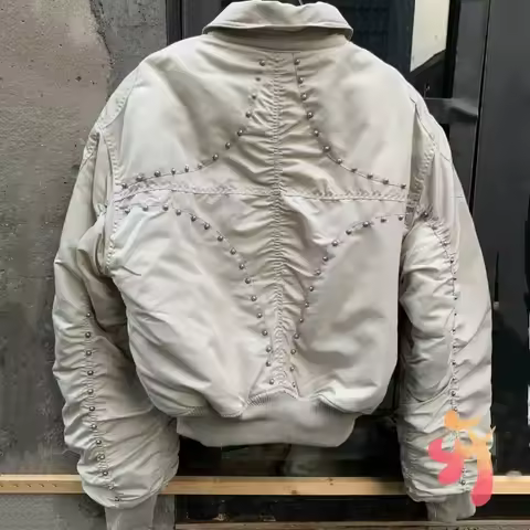 Fashion Street Heavy Cotton Thug Club Jackets Star Moon Rivet Metal Zipper Bomber Flight Coats Winter Thick Warm Men Women Tops