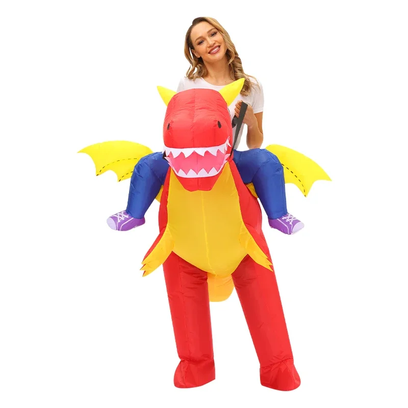 Ride-on Pterosaurs Costume Red Inflatable Dino Suit Party Birthday Kids Dinosaur Gift Inflatable Costume Fit Height 90cm-200cm O