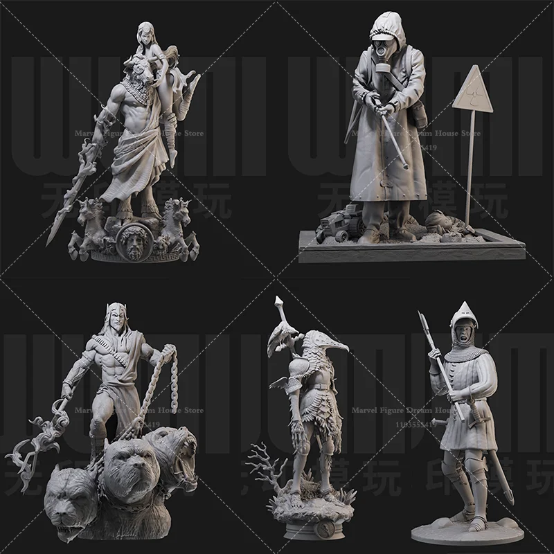 

1/24 1/18 Scale DIY Self-assembled GK 3D Resin Un-panited Dolls White Sanitation Worker Model Hades and Cerberus Minotaur