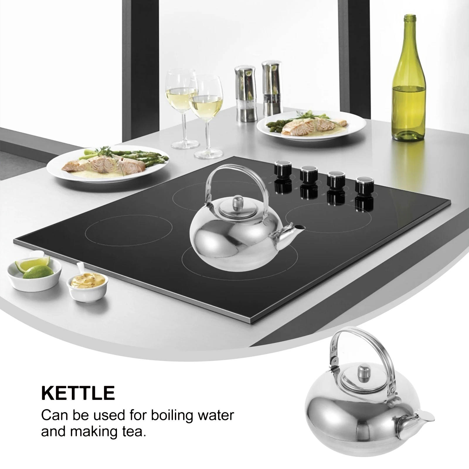 

Stainless Steel Tea Kettle With Infuser Stovetop Compatible Gas Electric Induction Camping Coffee Boiling Water Pot