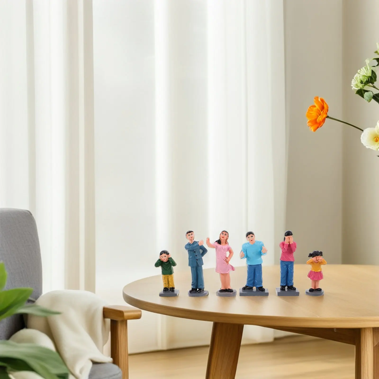 6Pcs Resin Family Conflict Display Statues Emotional Drama Sculpture for Desktop Living Room Office Decor Miniature Human Scene