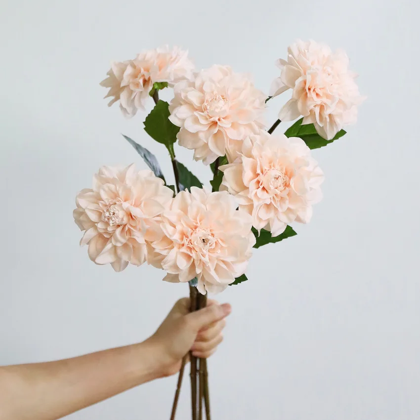 4 Stück Feuchtigkeitsspendende Künstliche Dahlien mit Echtem Touch für Hochzeitsdekoration, Brautstrauß, Heimdekoration, Partytisch-Blumendekoration – Detail 7