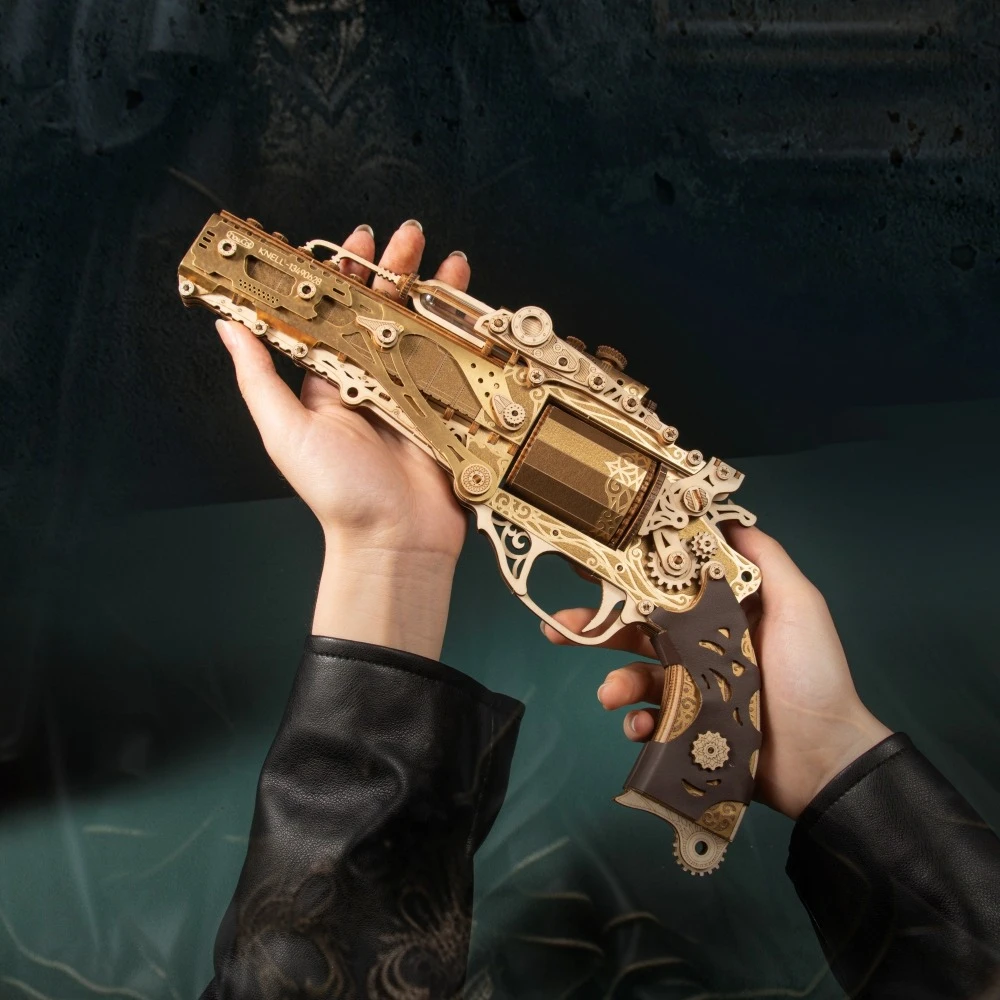 3D DIY Houten Puzzel Steampunk Revolver Assembly Model Kits Populaire Assemblage Speelgoed Tafelblad Decoratie Decompressie Handgemaakt Speelgoed