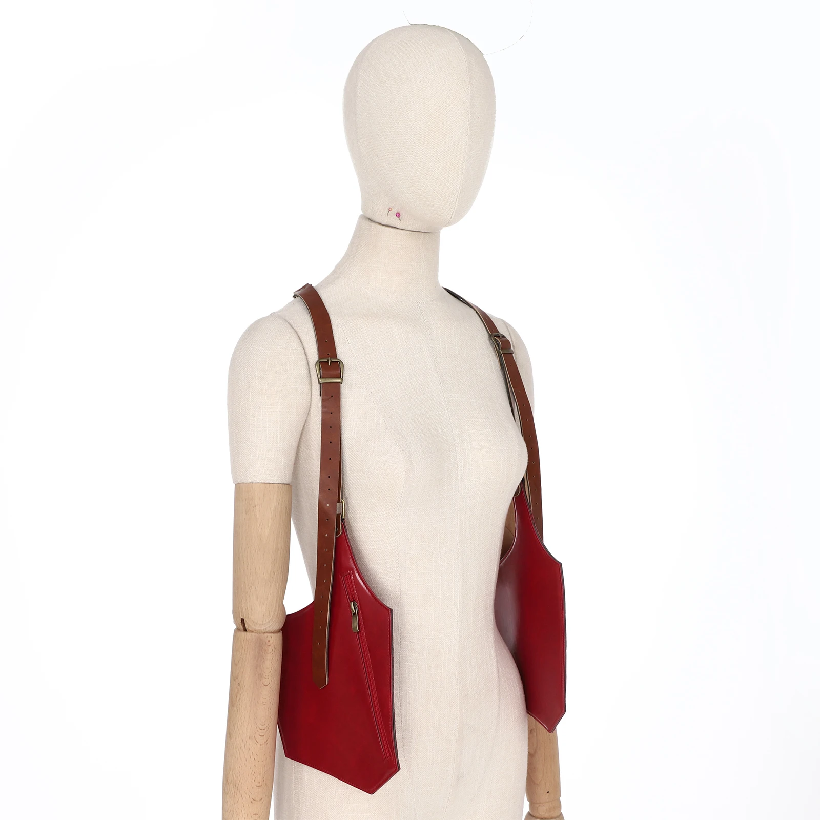 Erwachsene Männer Retro Vintage Doppel Schulter Achsel Tasche Kostüm Zubehör für Mottoparty Outdoor-Aktivitäten Taschen Tasche Westen