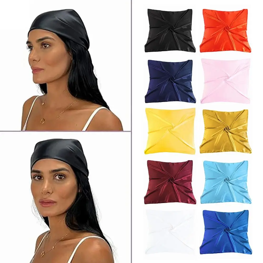 

Casual 90*90CM Satin Square Head Scarf Thin Fabric Vintage Style Shawl Scarves Sunscreen Smooth Texture Headwraps Head Cover