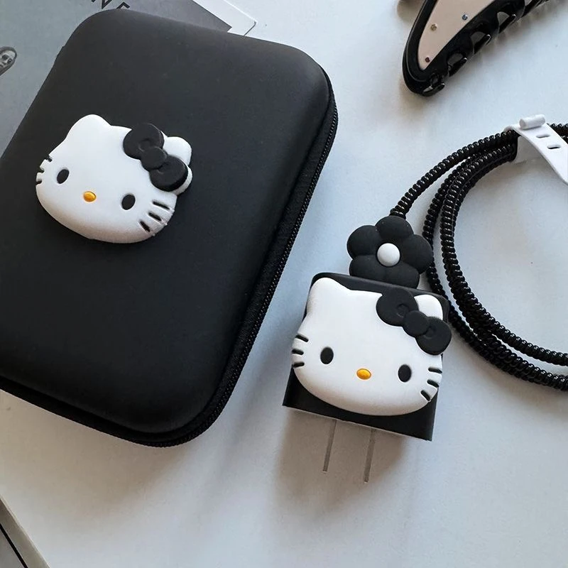 Kawaii لطيف ثلاثية الأبعاد القط كابل بيانات حقيبة التخزين الديكور الكرتون الكورية موضة القط صندوق تخزين مجموعة هدية عيد ميلاد